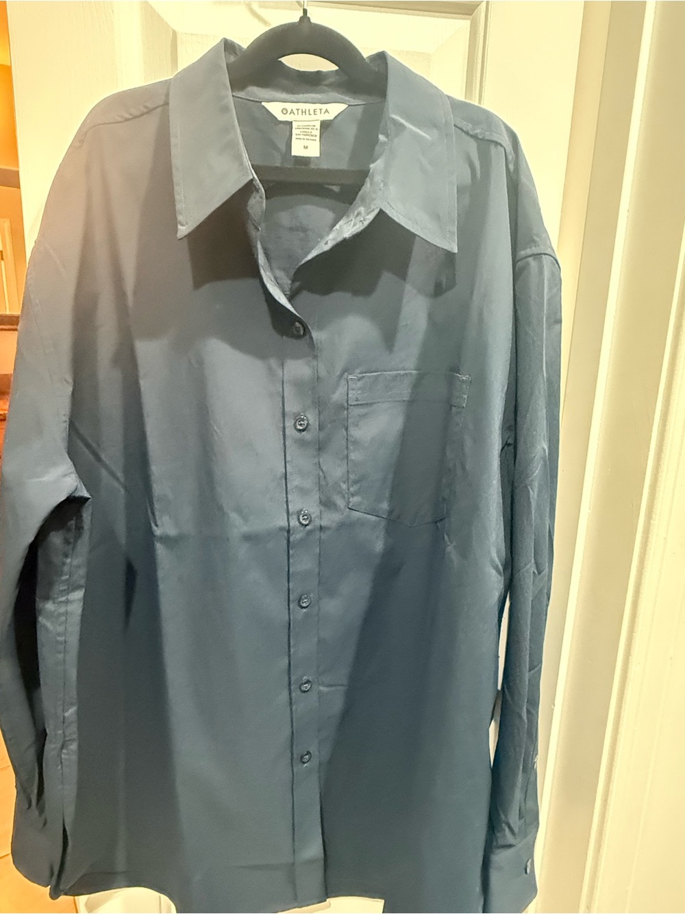 Athleta Long-Sleeve Button-Up Shirt — Blue